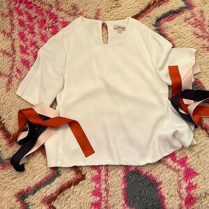 Cushnie Et Ochoa White Crewneck top with Back tie